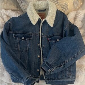 Men's Blue Sherpa-Lined Denim Jacket